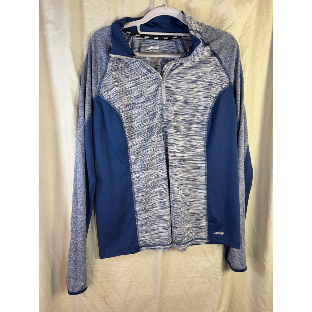 Avia Womens XXL 20 Blue Space Dye Quarter Zip Long Sleeve Activewear Pullover